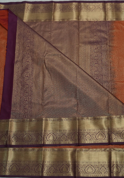 Orange and Wine Semi Kanchi- SSS28 — Rust Orange with Wine — photo 2