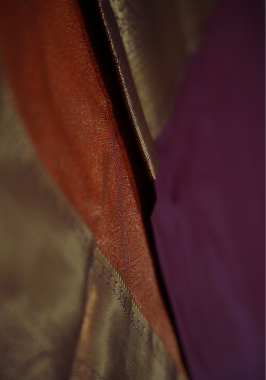 Orange and Wine Semi Kanchi- SSS28 — Rust Orange with Wine — photo 3