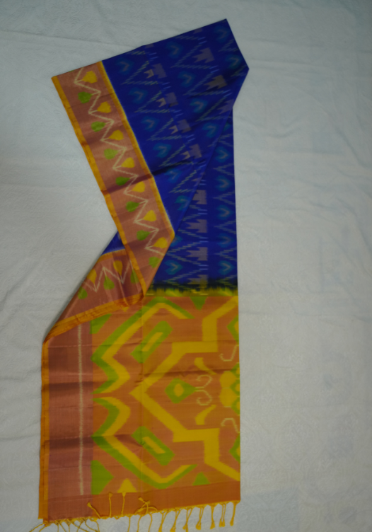 Pure Soft Silk Poochampalli with silk mark — Blue & Green — photo 2