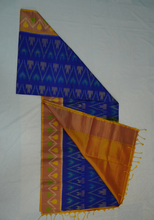 Pure Soft Silk Poochampalli with silk mark — Blue & Green — photo 3