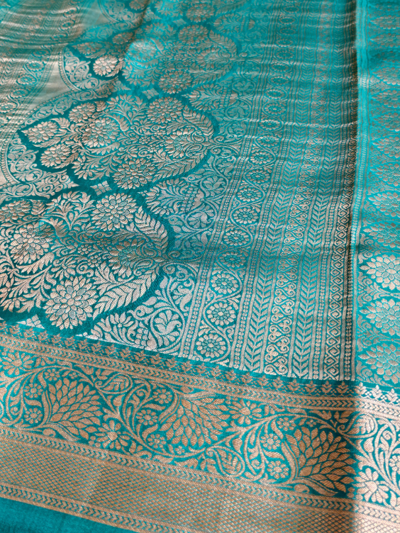 Pure Mysore Brocade Crepe Silk Saree with Silk mark — Rama Green — photo 4