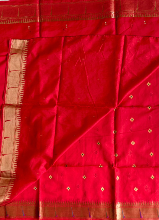 Raw silk Paithani Saree — Red — photo 3