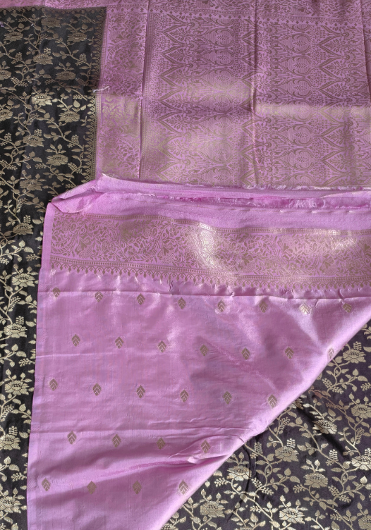 Khaddi Georgette Jaal Pattern Snuff Brown — Snuff Brown/Lilac — photo 2