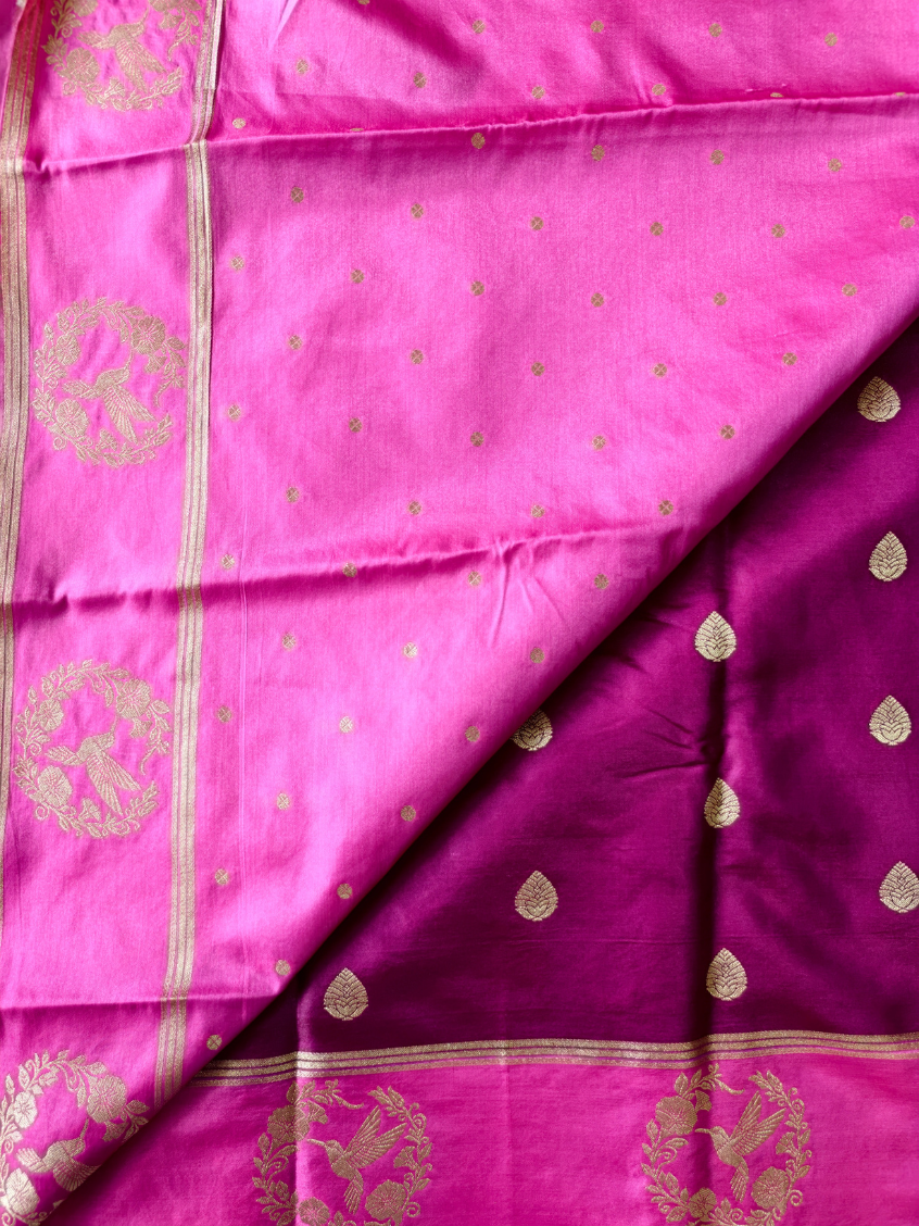 Majenta with baby Pink- Gajji Silk Saree — Magenta with baby pink — photo 2