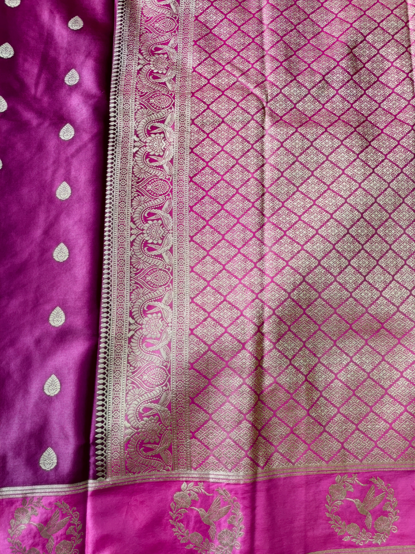 Majenta with baby Pink- Gajji Silk Saree — Magenta with baby pink — photo 3