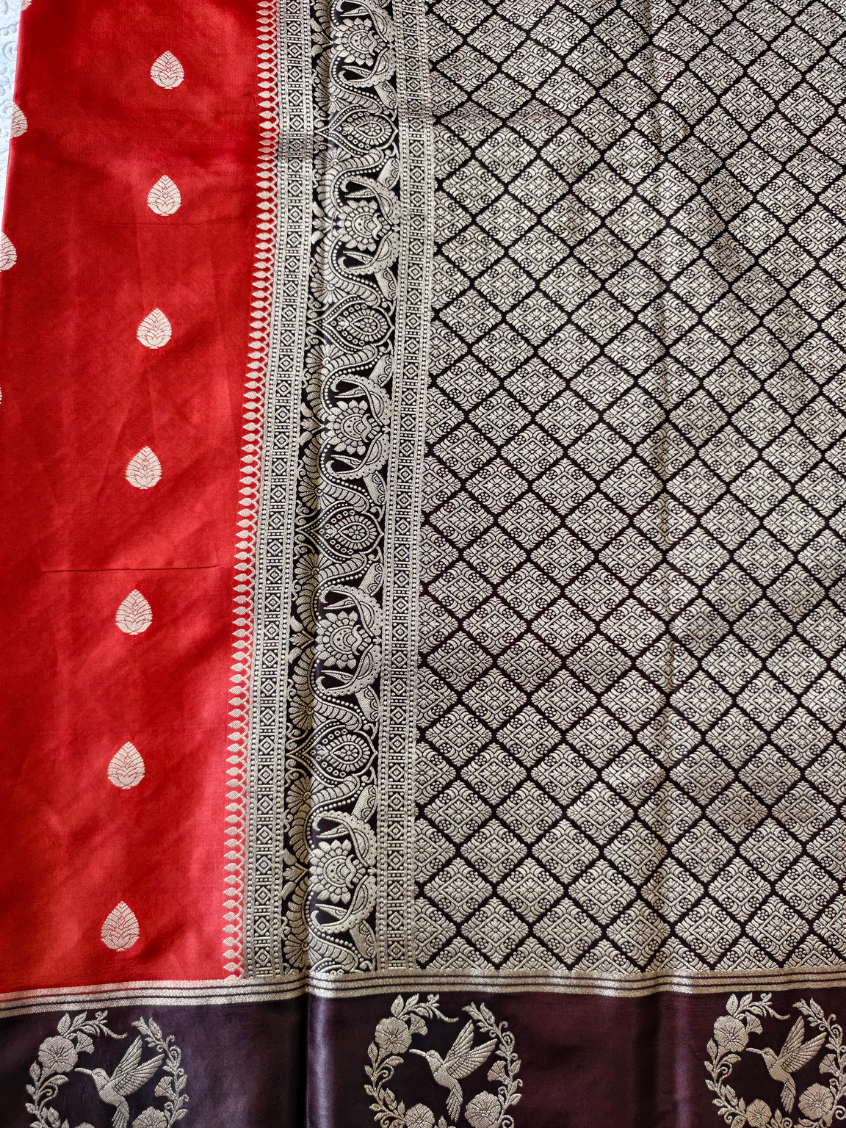 Rust orange with Coffee brown Gajji Silk Saree — Rust Orange with Coffee brown — photo 2