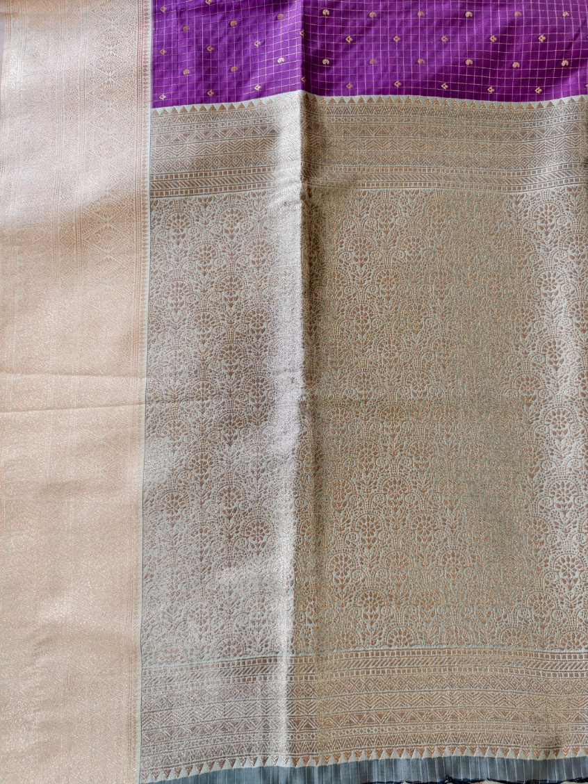 Magenta with Gold- Semi Soft Silk Saree — Magenta with Gold — photo 2