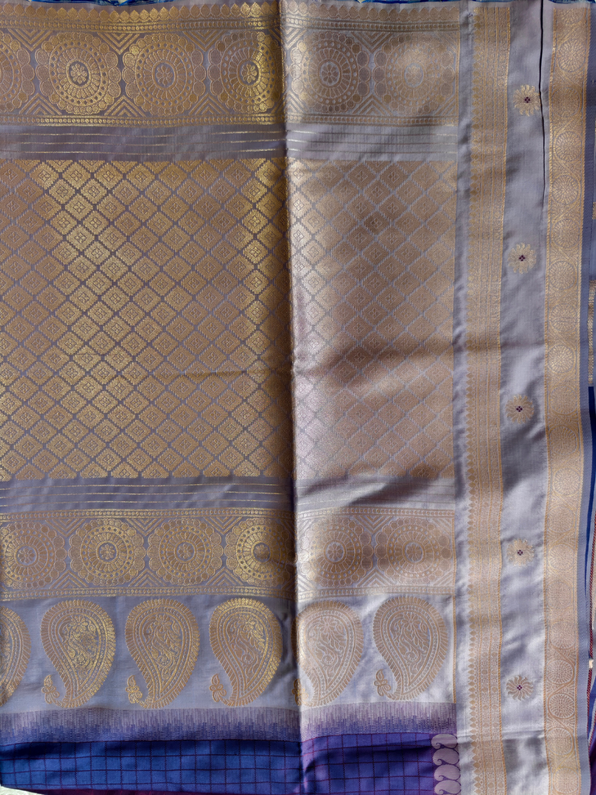 Purple with Lilac- Semi Soft Silk Saree — Purple — photo 2