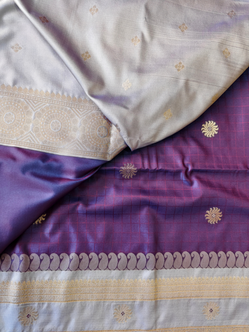 Purple with Lilac- Semi Soft Silk Saree — Purple — photo 3