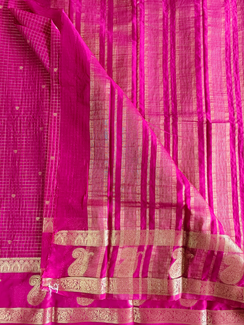 Rani Pink- Semi Crepe silk saree — Rani Pink — photo 2