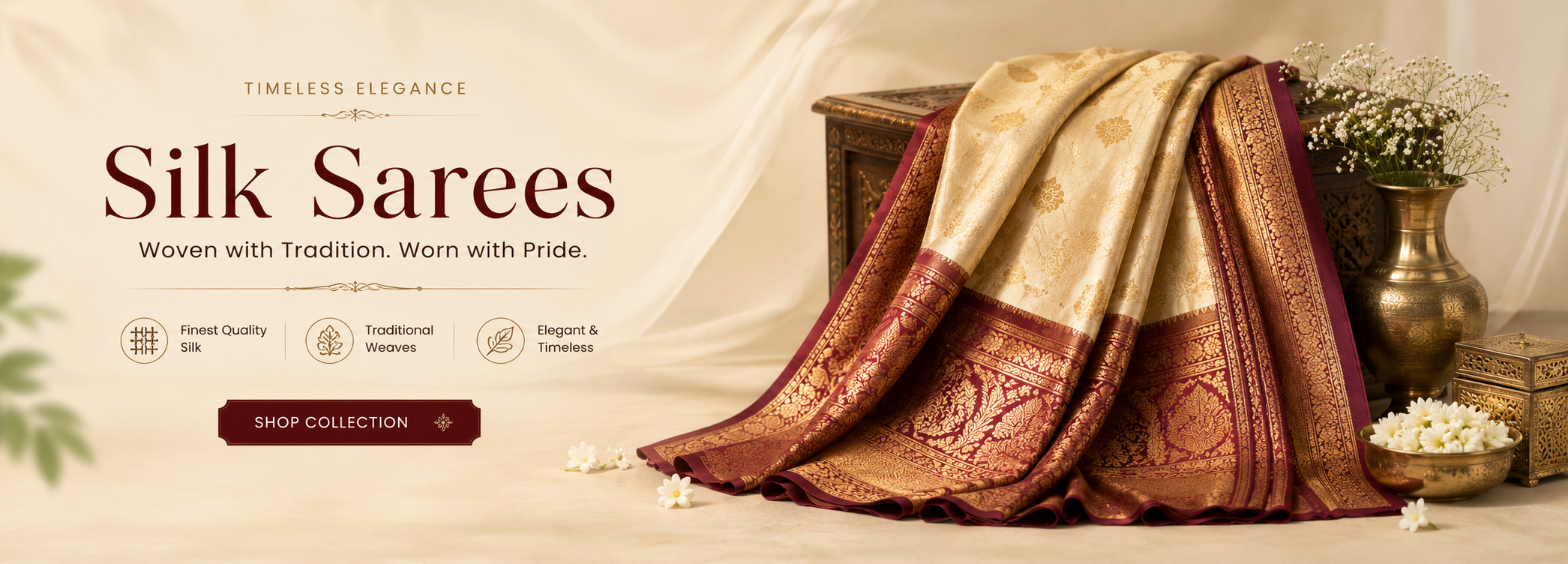 Pure silk sarees, handwoven and richly draped